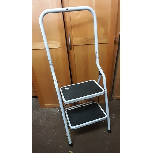 104 - TWO TREAD STEP LADDER AND PAIR OF ALUMINIUM STEP LADDERS