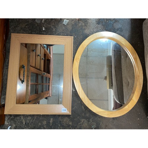 118 - OVAL AND RECTANGULAR WOOD EFFECT FRAMED MIRRORS