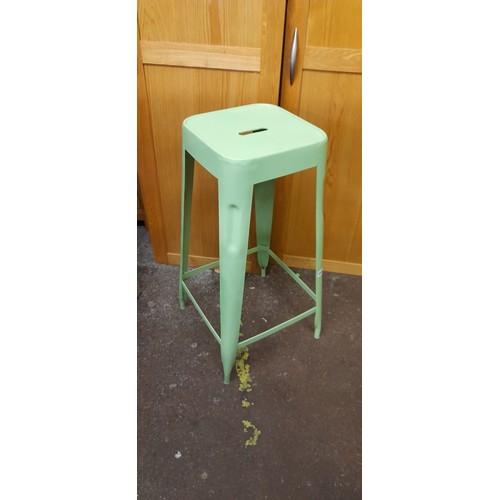 143 - GREEN PAINTED PAINTED STOOL