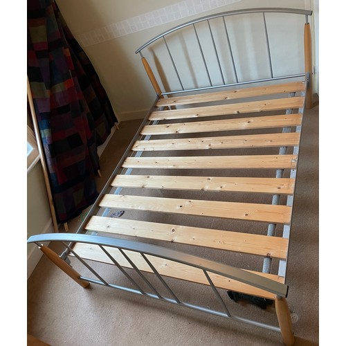 130 - SILVER ARCHED METAL FRAMED DOUBLE BED