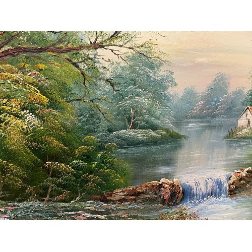 218 - 20TH CENTURY OIL ON CANVAS OF A RIVER LANDSCAPE