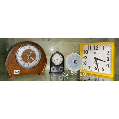 272 - OAK CASED MANTLE CLOCK AND OTHER MANTLE CLOCKS