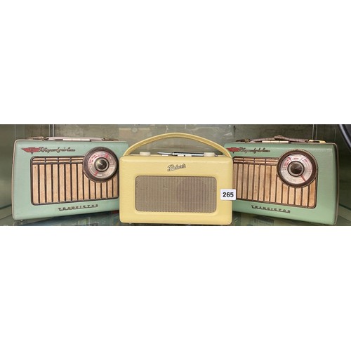 265 - ROBERTS CASED RADIO AND TWO VINTAGE TRANSISTOR RADIO