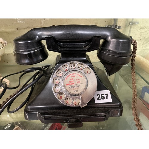 267 - BLACK BAKELITE RING DIAL TELEPHONE