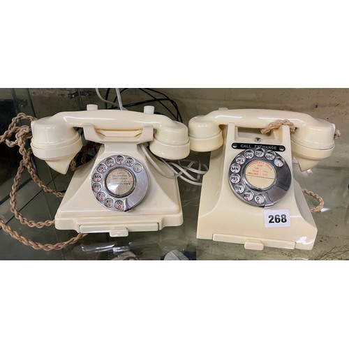 268 - TWO IVORY VINTAGE TYPE RING DIAL TELEPHONES