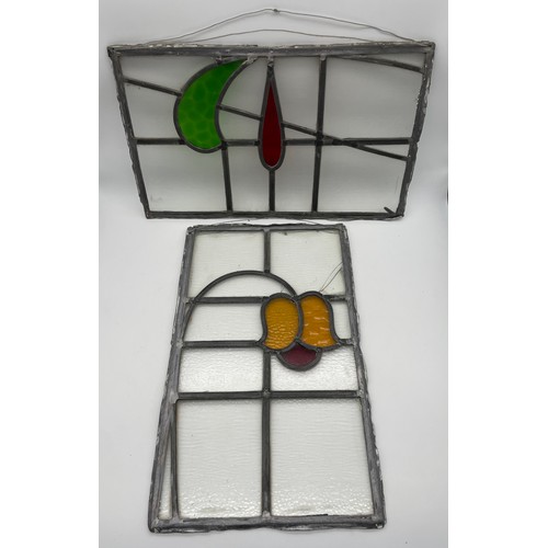 256 - TWO LEADED STAIN GLASS WINDOW PANES