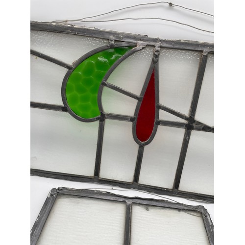 256 - TWO LEADED STAIN GLASS WINDOW PANES