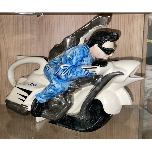 318 - NOVELTY ROCK N ROLL MOTORCYCLIST TEAPOT