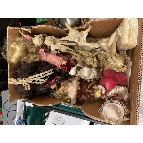 290 - SMALL CRATE OF PORCELAIN HEADED DRESS DOLLS