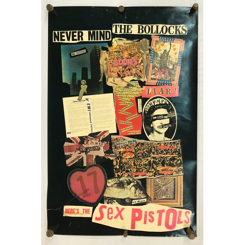 497 - FOUR SEX PISTOLS POSTERS - GOD SAVE THE QUEEN, NEVER MIND THE BOLLOCKS COLLAGE, LIVE PHOTO AND AN OR... 