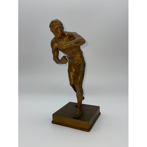 483 - GILDED SPELTER FIGURE OF A BOXER 23cm