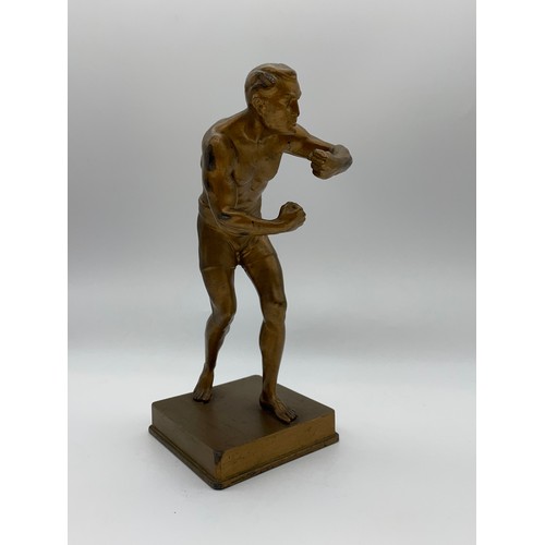 483 - GILDED SPELTER FIGURE OF A BOXER 23cm