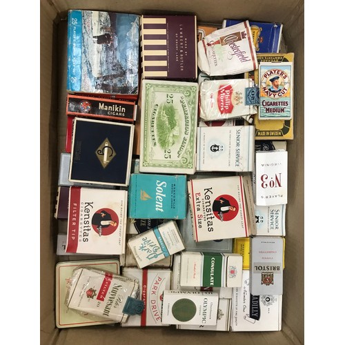 508 - TWO BOXES OF VARIOUS CIGARETTE AND CIGAR PACKETS (EMPTY)