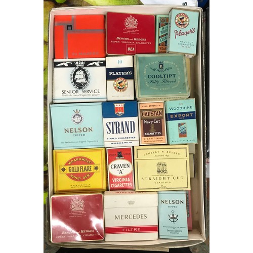 508 - TWO BOXES OF VARIOUS CIGARETTE AND CIGAR PACKETS (EMPTY)