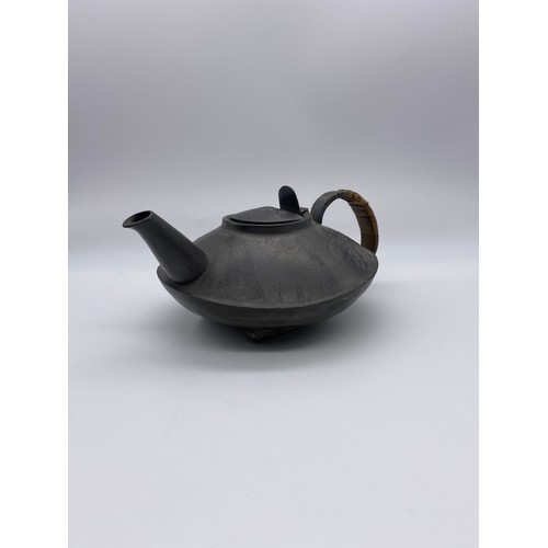 486 - ENGLISH PEWTER ARCHIBALD KNOX FOR LIBERTY AND CO. ARTS AND CRAFTS TEAPOT #0231 A/F