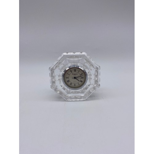 413 - WATERFORD CRYSTAL OCTAGONAL QUARTZ MANTLE CLOCK