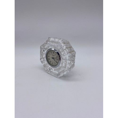 413 - WATERFORD CRYSTAL OCTAGONAL QUARTZ MANTLE CLOCK