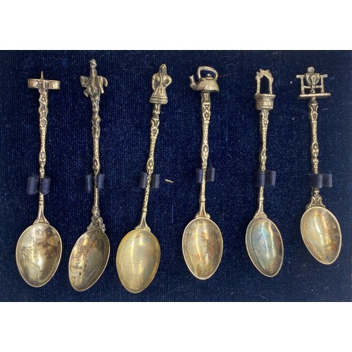 412 - CASED SET OF 900( SILVER) WHITE METAL NOVELTY FINIAL TEA SPOONS