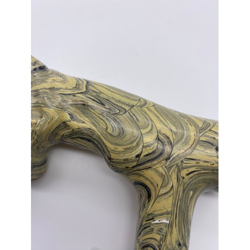 421A - WATER MARBLED BOXER DOG HEAD POMMEL WALKING STICK