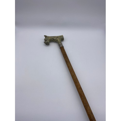 421A - WATER MARBLED BOXER DOG HEAD POMMEL WALKING STICK