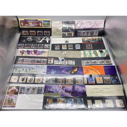 466 - BOX OF GB FIRST DAY COVERS AND BOXES OF STAMPS