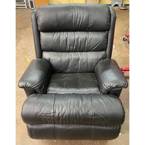 70A - BLACK LEATHER RECLINING ARMCHAIR