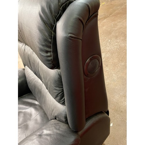 70A - BLACK LEATHER RECLINING ARMCHAIR