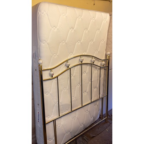 174 - DREAMS DOUBLE DIVAN BED WITH ARCHED TUBULAR HEADBOARD