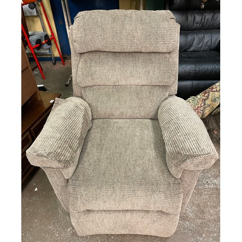 72 - BROWN AND TAN ELECTRIC RISER ARMCHAIR