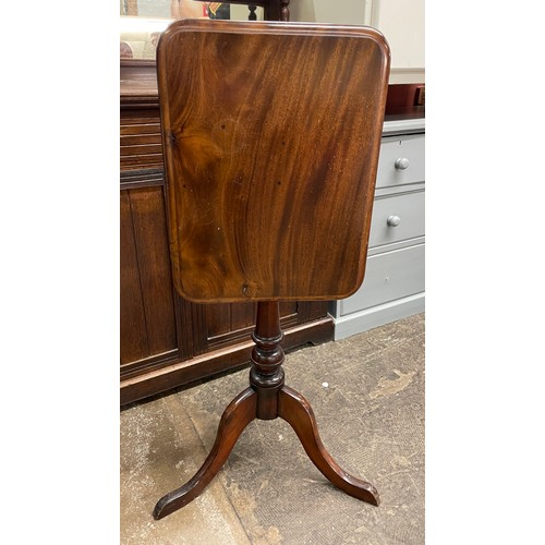 78 - REGENCY MAHOGANY RECTANGULAR TILT TOP TRIPOD WINE TABLE