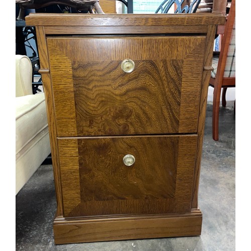 118 - OAK CROSS BANDED TWO DRAWER FILING CHEST