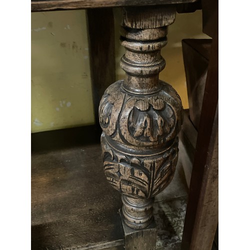 162 - REPRODUCTION OAK CARVED BULBOUS LEG CLOSED CUPBOARD WITH PANELLED DOORS