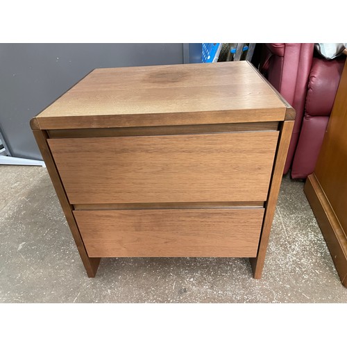 69 - DARK WOOD TWO DRAWER BEDSIDE CHEST