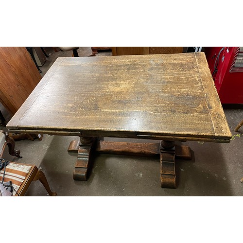 139 - SUPERB QUALITY CARVED DRAWER LEAF REFECTORY TABLE AND LANCASHIRE STYLE LADDER BACK CHAIRS