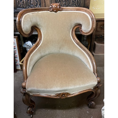 135 - WILLIAM IV ROSEWOOD DRALON UPHOLSTERED TUB LIBRARY CHAIR