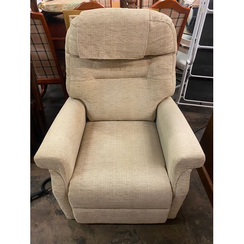 148 - OATMEAL HERRING BONE FABRIC RECLINING ARMCHAIR