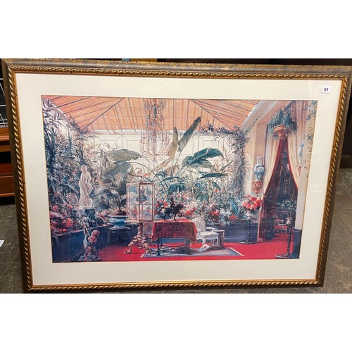 61 - LARGE LITHOGRAPHIC PRINT OF THE CONSERVATORY INTERIOR