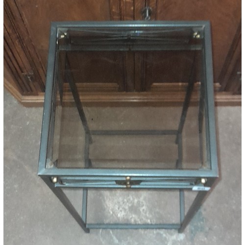 80 - METAL GLASS TOPPED LAMP TABLE