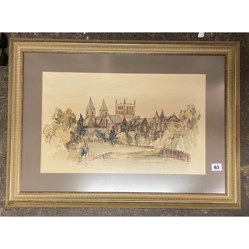 63 - PRINT OF THE VILLAGE CHURCH AFTER JOHN SMITH IN GILT FRAME