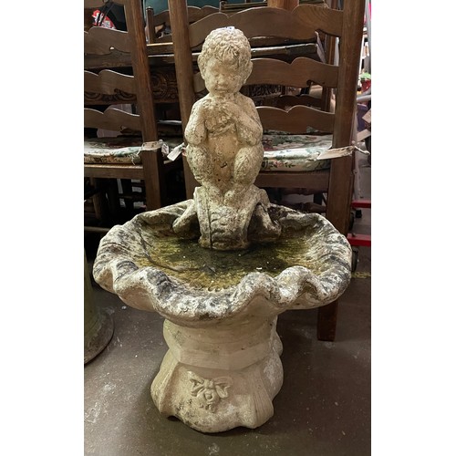 103 - STONEWORK FAUN SHELL BIRD BATH