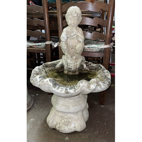 103 - STONEWORK FAUN SHELL BIRD BATH