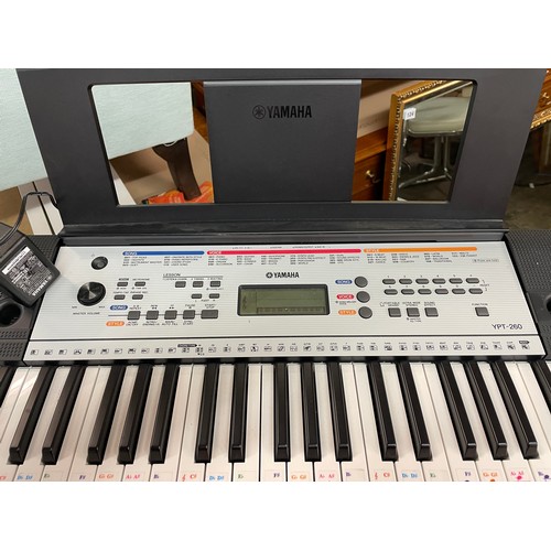 134 - YAMAHA PORTABLE 260 KEY BOARD, FOLDING STAND & STOOL