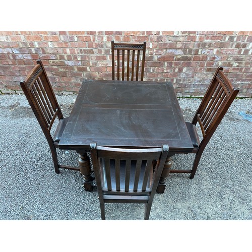 139A - OAK DRAWER LEAF DINING TABLE AND FOUR LADDER BACK CHAIRS