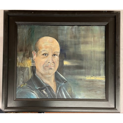 341 - CONTEMPORARY OIL ON CANVAS OF AN ABSTRACT MALE PORTRAIT IN BLACK FRAME