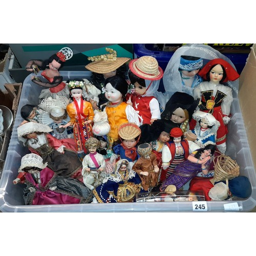 245 - CARTON AND BOX OF VARIOUS WORLD DRESS DOLLS