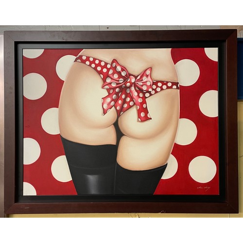 373 - CONTEMPORARY OIL ON CANVAS 'DOTTY' BY DREW DARCY