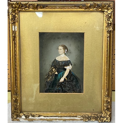 345 - WATER COLOUR PORTRAIT OF LADY IN A BLUE LACE DRESS HEIGHTENED IN GOUACHE SIGNED BARNARD REGENT STREE... 