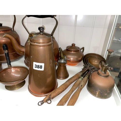 388 - SELECTION OF COPPER ELECTRIC KETTLES, GRADUATED LADLES, ATOMIZER