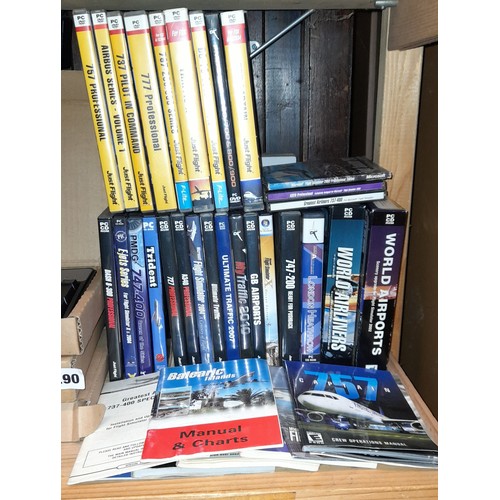 290 - THREE PC KEYBOARDS AND PC CD ROM GAMES WITH MANUALS MAINLY AVIATION FLIGHT SIMULATION