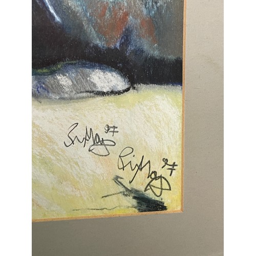 338 - PASTEL DRAWING OF FIGURE BEFORE COASTAL CAVE